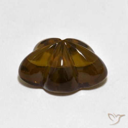 Quartz fumé Marron chaud naturelle Taille Fleur, 6.12 ct, Transparent