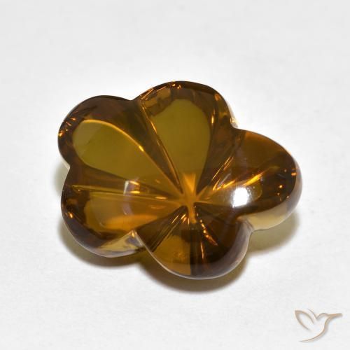 Quartz fumé Marron chaud naturelle Taille Fleur, 10.13 ct, Transparent
