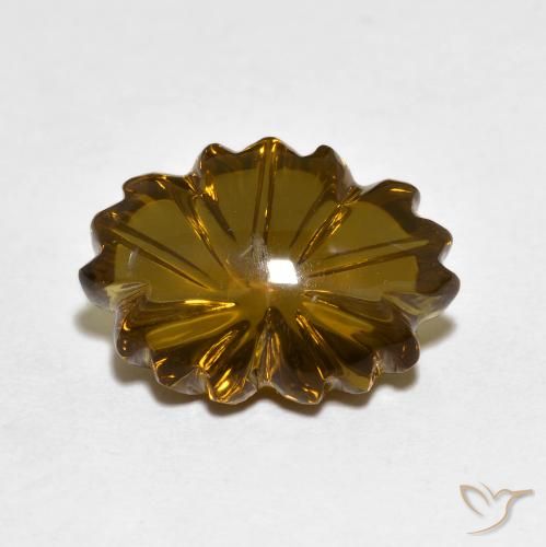 6.02ct Naturel Marron chaud Quartz fumé, Taille Fleur, Transparent