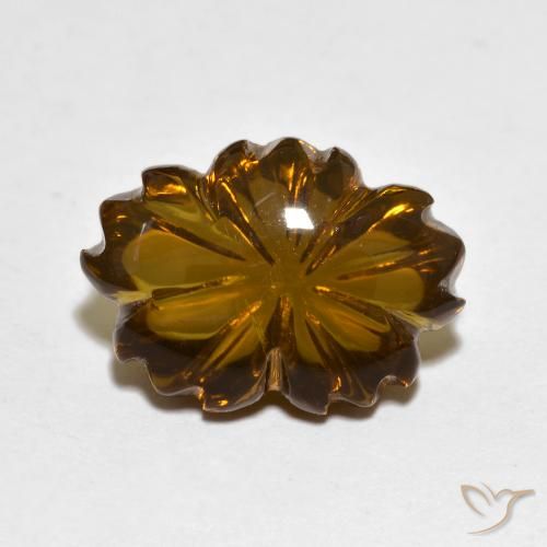 6.56ct Naturel Marron chaud Quartz fumé, Taille Fleur, Transparent