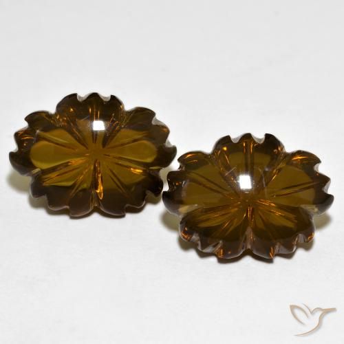 20.15ctw Naturel Marron foncé Quartz fumé, Taille Fleur, Transparent