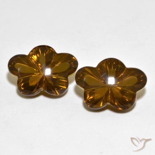 13.02ctw Naturel Marron foncé Quartz fumé, Taille Fleur, Transparent