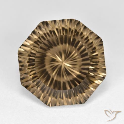 11.59ct Naturel Brun café léger Quartz fumé, Taille émeraude, VVS