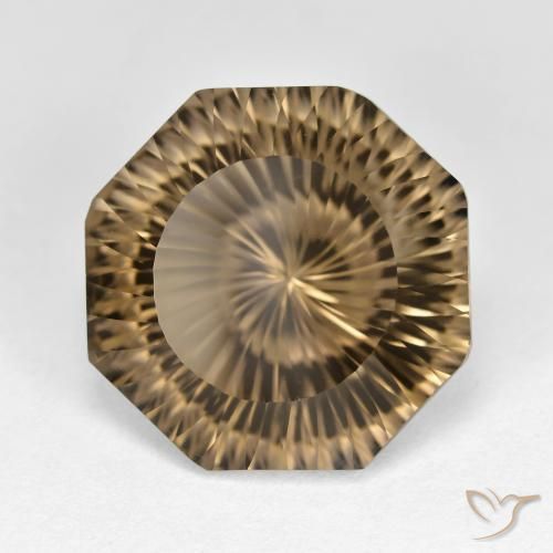 Quartz fumé Brun café léger naturelle Octogone / coupe Émeraude, 11.59 ct, VVS