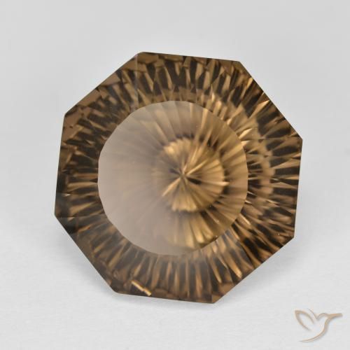 Quartz fumé Marron clair naturelle Octogone / coupe Émeraude, 8.58 ct, VVS-VS