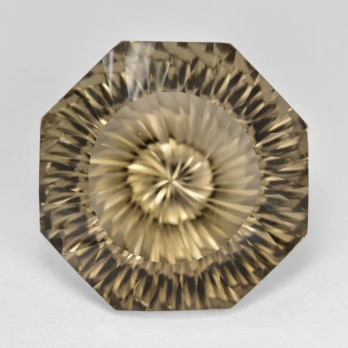 Quartz fumé marron naturelle taille émeraude, 17,73 ct, VVS-VS