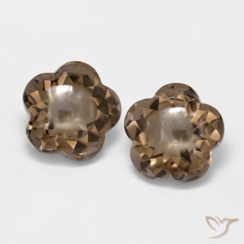 9.94ctw Naturel Moka léger Quartz fumé, Taille Fleur, Transparent