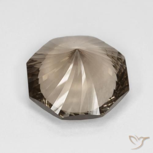Quartz fumé Moka léger naturelle Octogone / coupe Émeraude, 8.82 ct, VVS