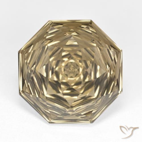 12.80ct Naturel Brun jaune léger Quartz fumé, Taille émeraude, VVS