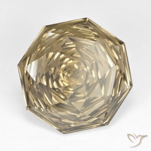 Quartz fumé Brun jaune léger naturelle Octogone / coupe Émeraude, 12.80 ct, VVS
