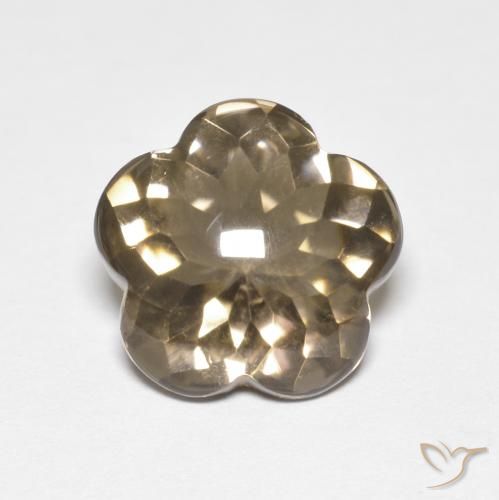 4.99ct Naturel Marron chaud Quartz fumé, Taille Fleur, Transparent