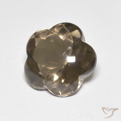 Quartz fumé Marron chaud naturelle Taille Fleur, 4.99 ct, Transparent