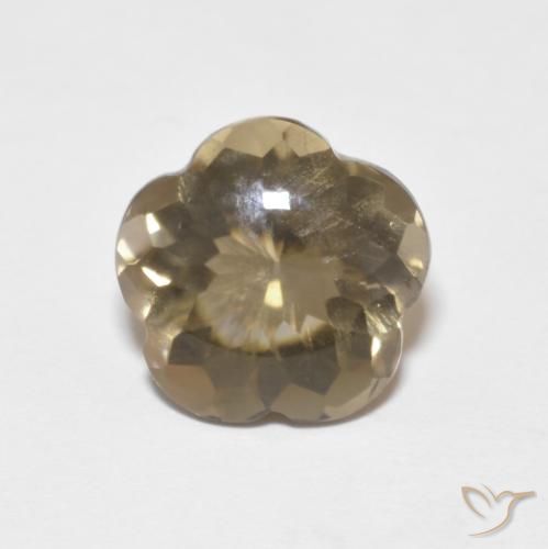 4.59ct Naturel Brun tortilla léger Quartz fumé, Taille Fleur, Transparent