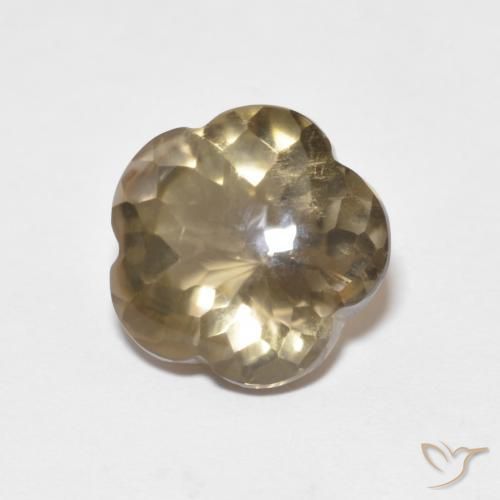 Quartz fumé Brun tortilla léger naturelle Taille Fleur, 4.59 ct, Transparent