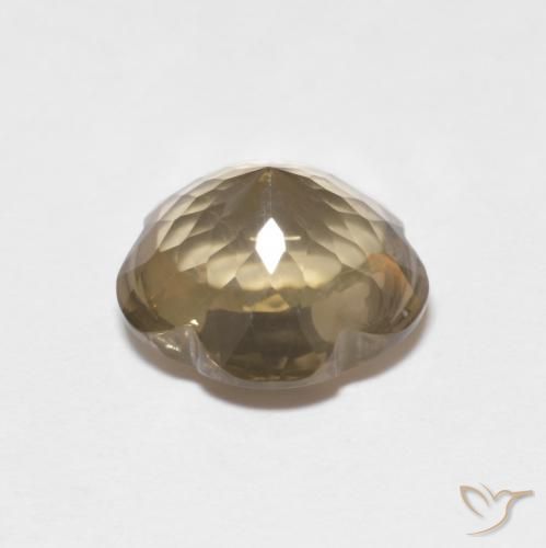 Quartz fumé Brun tortilla léger naturelle Taille Fleur, 4.59 ct, Transparent