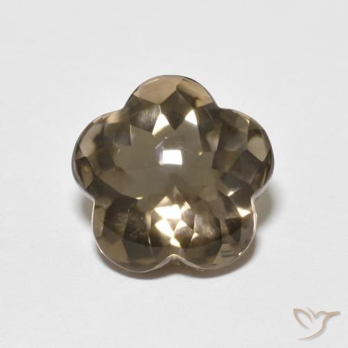 4.84ct Naturel Bois brun Quartz fumé, Taille Fleur, Transparent