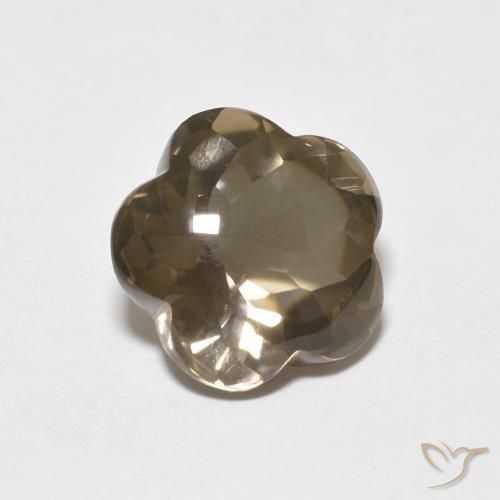 Quartz fumé Bois brun naturelle Taille Fleur, 4.84 ct, Transparent