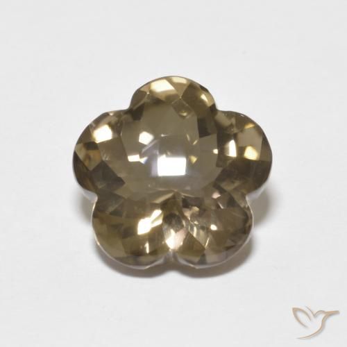 4.38ct Naturel Brun tortilla léger Quartz fumé, Taille Fleur, Transparent