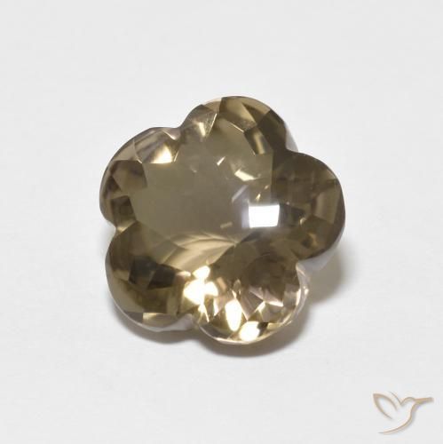 Quartz fumé Brun tortilla léger naturelle Taille Fleur, 4.38 ct, Transparent