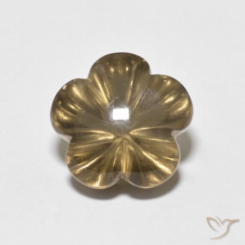 5.72ct Naturel Brun moyen Quartz fumé, Taille Fleur, Transparent