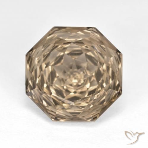 6.43ct Naturel Bois brun Quartz fumé, Taille émeraude, VVS