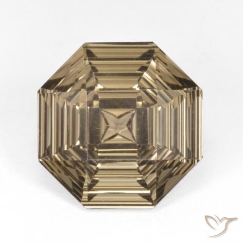 5.52ct Naturel Brun moka Quartz fumé, Taille émeraude, VVS