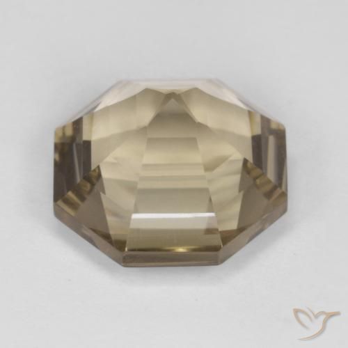Quartz fumé Brun jaune léger naturelle Octogone / coupe Émeraude, 6.28 ct, VVS