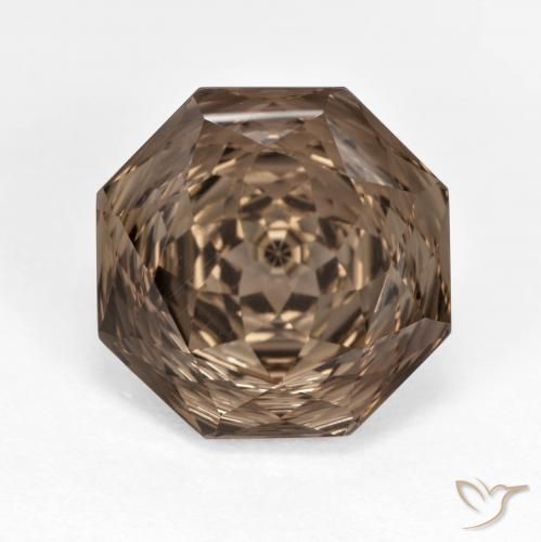 7.14ct Naturel Brun caryer Quartz fumé, Taille émeraude, VVS