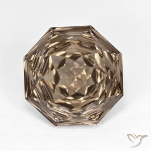 5.46ct Naturel Brun moyen Quartz fumé, Taille émeraude, VVS