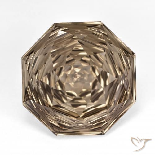 13.00ct Naturel Bois brun Quartz fumé, Taille émeraude, VVS