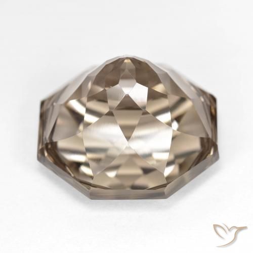 Quartz fumé Bois brun naturelle Octogone / coupe Émeraude, 13.00 ct, VVS