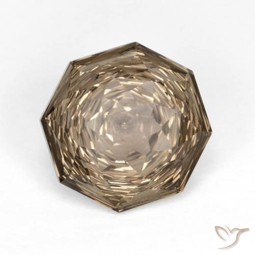 Quartz fumé Moka léger naturelle Octogone / coupe Émeraude, 5.74 ct, VVS
