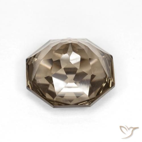 Quartz fumé Moka léger naturelle Octogone / coupe Émeraude, 5.74 ct, VVS