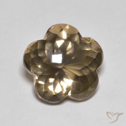 4.55ct Naturel Brun moyen-léger Quartz fumé, Taille Fleur, Transparent