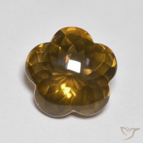 5.15ct Naturel Caramel brun Quartz fumé, Taille Fleur, Transparent