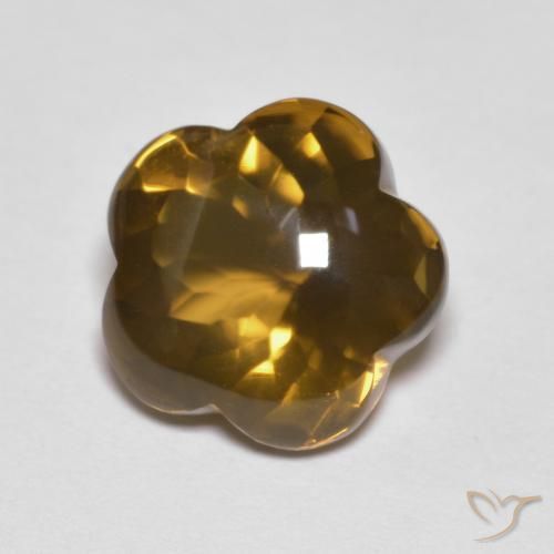 Quartz fumé Caramel brun naturelle Taille Fleur, 5.15 ct, Transparent