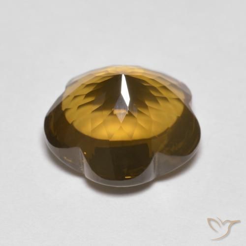 Quartz fumé Caramel brun naturelle Taille Fleur, 5.15 ct, Transparent