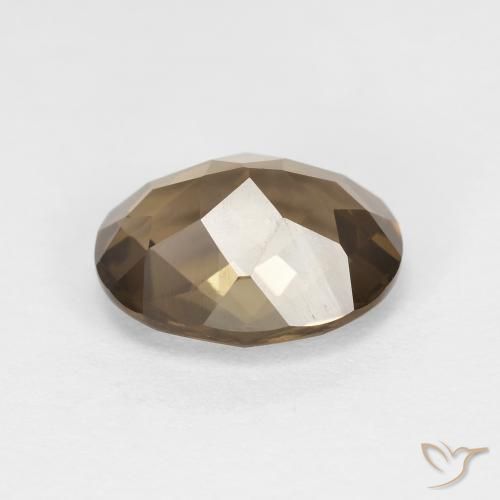 Quartz fumé Brun café léger naturelle ovale, 2.35 ct, VVS