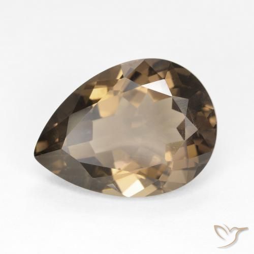 Quartz fumé Medium Light-Brown naturelle En forme de poire, 6.31 ct, VVS-VS