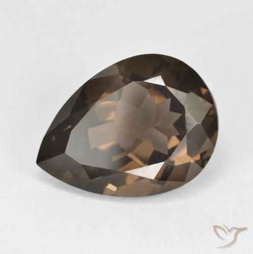 Quartz fumé Brun caryer naturelle En forme de poire, 6.35 ct, VVS-VS