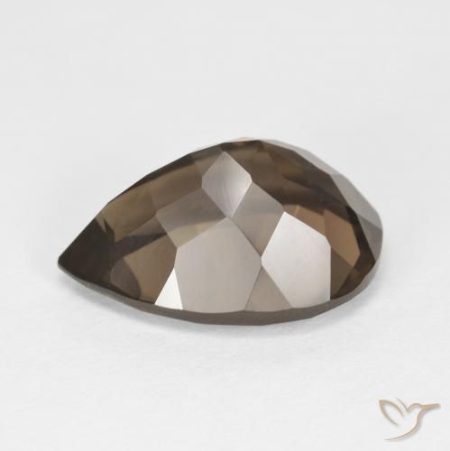 Quartz fumé Brun caryer naturelle En forme de poire, 6.35 ct, VVS-VS