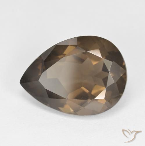 6.45ct Naturel Medium Dark-Brown Quartz fumé, En forme de poire, VS