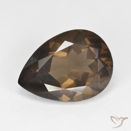 Quartz fumé Medium Dark-Brown naturelle En forme de poire, 6.45 ct, VS