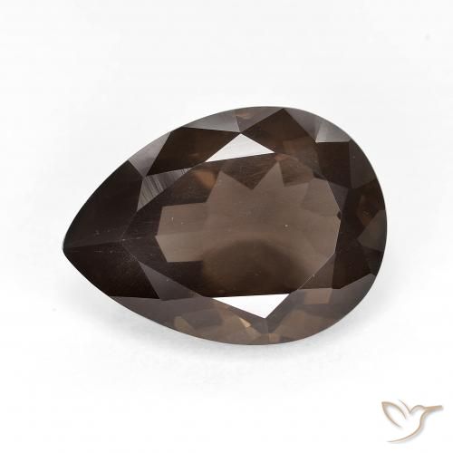 6.40ct Naturel Medium Dark-Brown Quartz fumé, En forme de poire, VS
