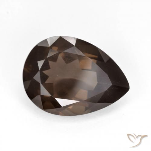 Quartz fumé Medium Dark-Brown naturelle En forme de poire, 6.40 ct, VS