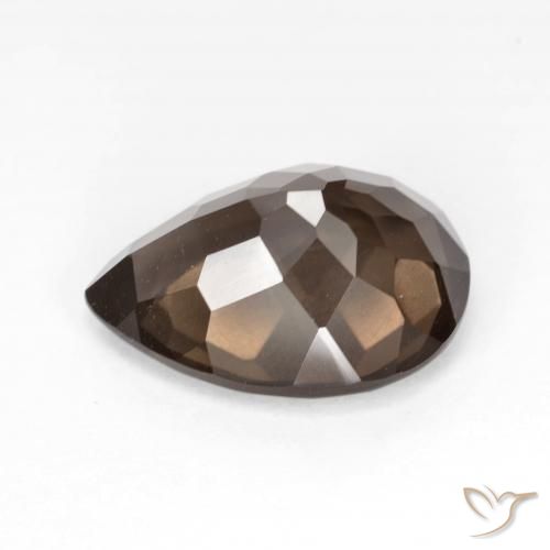 Quartz fumé Medium Dark-Brown naturelle En forme de poire, 6.40 ct, VS