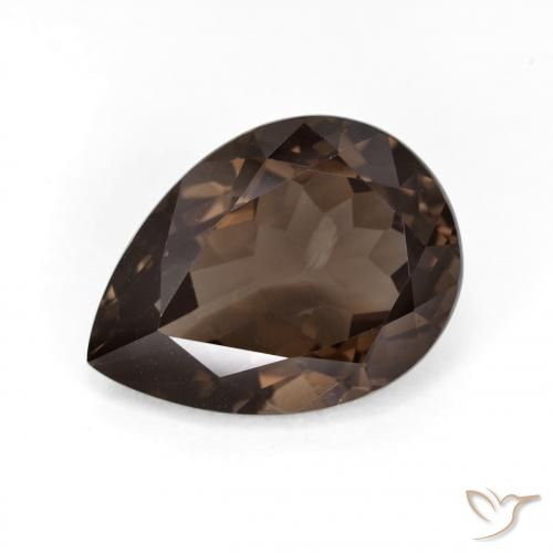 6.34ct Naturel Marron foncé Quartz fumé, En forme de poire, VS