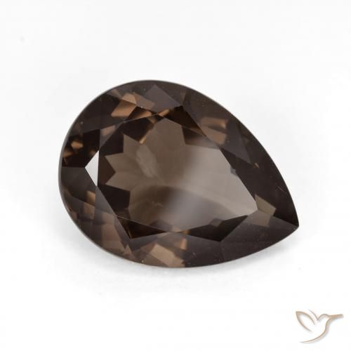 Quartz fumé Marron foncé naturelle En forme de poire, 6.34 ct, VS