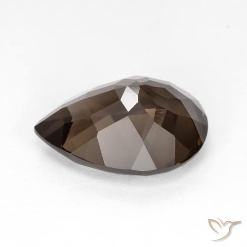 Quartz fumé Marron foncé naturelle En forme de poire, 6.34 ct, VS