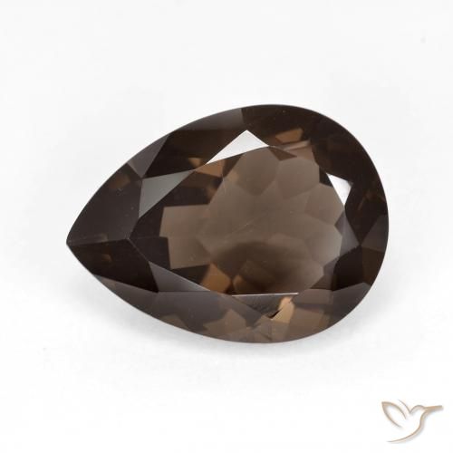 Quartz fumé Marron foncé naturelle En forme de poire, 6.01 ct, VVS